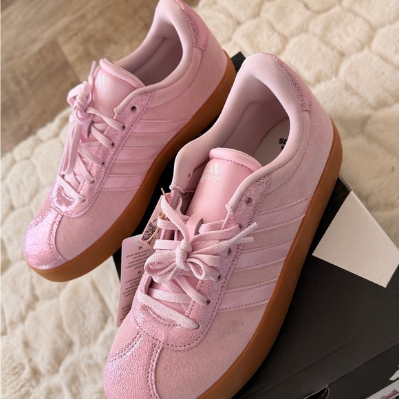 adidas Shoes - adidas Pink Suede Platform Sneakers with Gum Sole